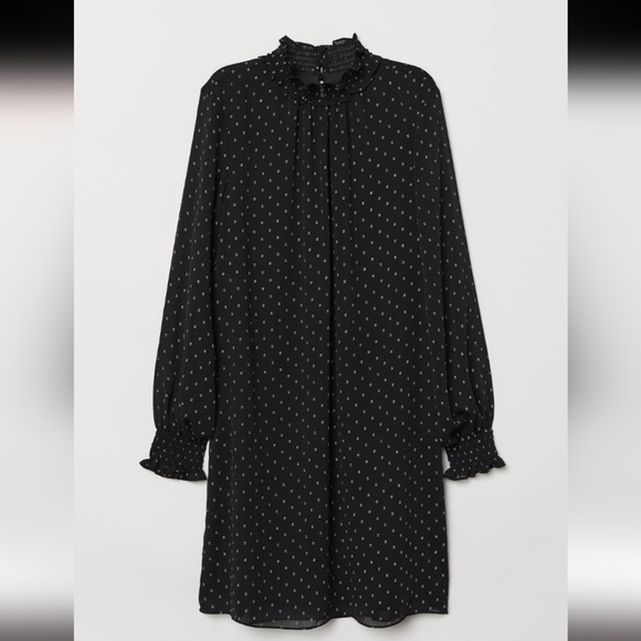 H&M Black Long Sleeve Polka Dot Dress - Picture 1 of 8